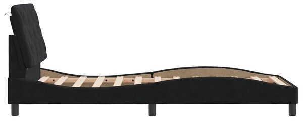 Okvir kreveta s LED-om bez madraca crni 80 x 200 cm baršunasti - Crna / 80 x 200 cm
