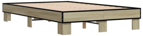 Okvir kreveta boja hrasta 120x200 cm konstruirano drvo i metal - Smeđa / 120 x 200 cm