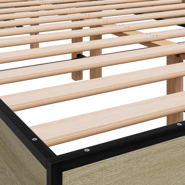 Okvir kreveta boja hrasta 120x200 cm konstruirano drvo i metal - Smeđa / 120 x 200 cm