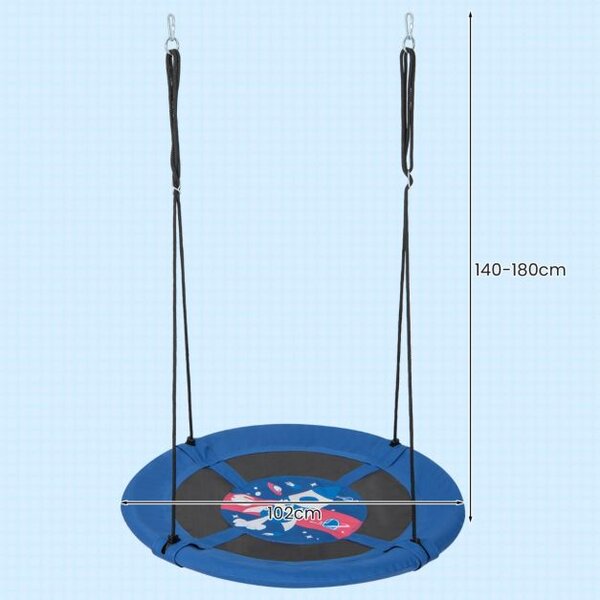 Dječja ljuljačka gnijezdo, drvena ljuljačka, viseća ljuljačka Ø 100 cm, plava raketa