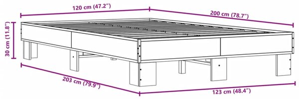 Okvir kreveta boja hrasta 120x200 cm konstruirano drvo i metal - Smeđa / 120 x 200 cm