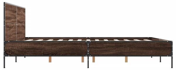 Okvir kreveta smeđi hrast 140x200cm konstruirano drvo i metal - Smeđa / 140 x 200 cm