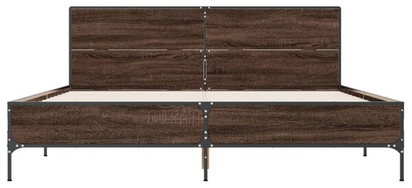 Okvir kreveta smeđi hrast 140x200cm konstruirano drvo i metal - Smeđa / 140 x 200 cm