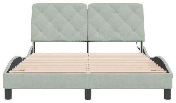 Okvir kreveta s LED-om bez madraca svjetlosivi 140x190 cm baršunasti - Siva / 140 x 190 cm