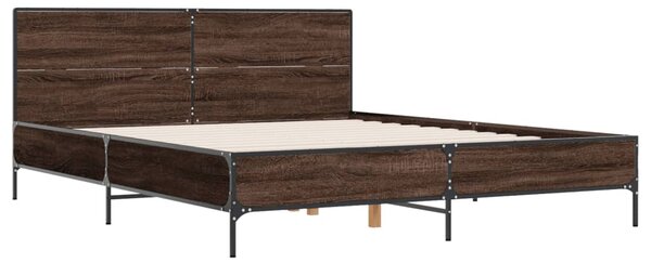 Okvir kreveta smeđi hrast 140x200cm konstruirano drvo i metal - Smeđa / 140 x 200 cm