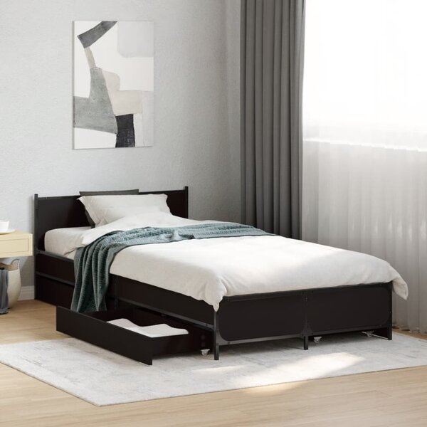Okvir kreveta s ladicama crni 75 x 190 cm konstruirano drvo - Crna / 75 x 190 cm