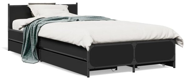 Okvir kreveta s ladicama crni 75 x 190 cm konstruirano drvo - Crna / 75 x 190 cm