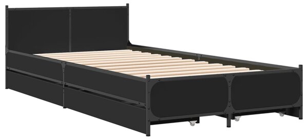 Okvir kreveta s ladicama crni 75 x 190 cm konstruirano drvo - Crna / 75 x 190 cm