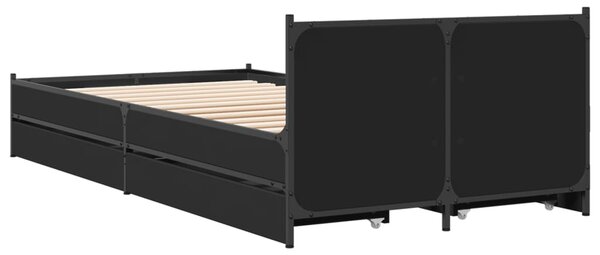 Okvir kreveta s ladicama crni 75 x 190 cm konstruirano drvo - Crna / 75 x 190 cm