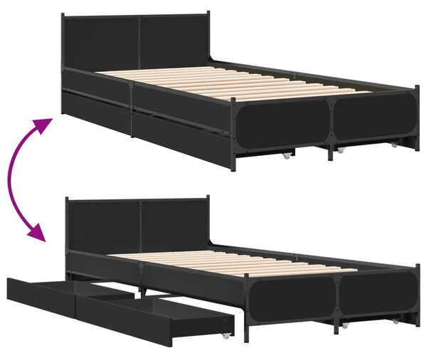Okvir kreveta s ladicama crni 75 x 190 cm konstruirano drvo - Crna / 75 x 190 cm