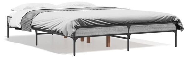 Okvir kreveta boja hrasta 135x190cm konstruirano drvo i metal - Siva / 135 x 190 cm