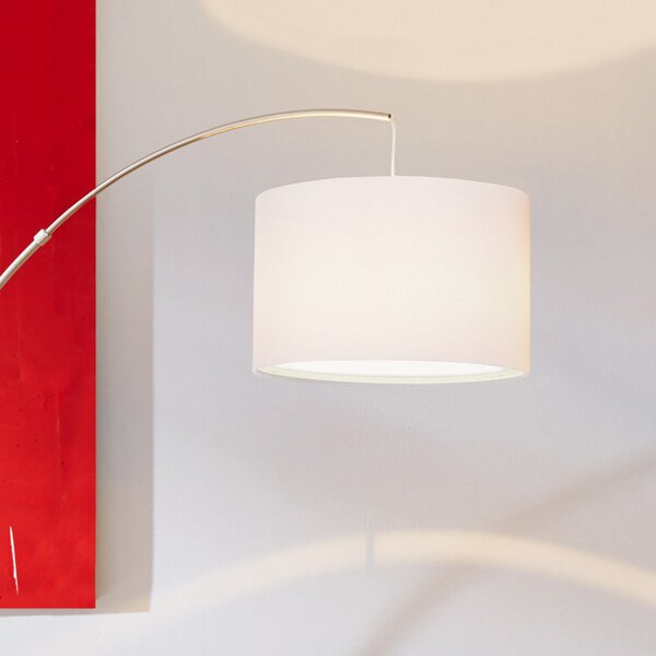 Brilliant Podna lampa Clarie, bijela, boja željeza, 180 cm, tkanina/metal, Bijela, Dnevni boravak/blagovaonica, Metal