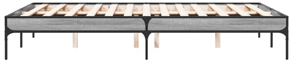 Okvir kreveta boja hrasta 135x190cm konstruirano drvo i metal - Siva / 135 x 190 cm