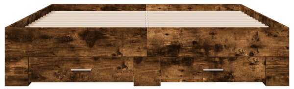 Okvir kreveta s ladicama boja hrasta 160 x 200 cm drveni - Smeđa / 160 x 200 cm