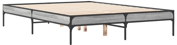 Okvir kreveta boja hrasta 135x190cm konstruirano drvo i metal - Siva / 135 x 190 cm