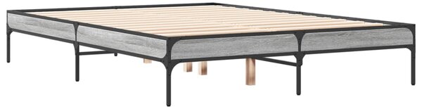 Okvir kreveta boja hrasta 135x190cm konstruirano drvo i metal - Siva / 135 x 190 cm