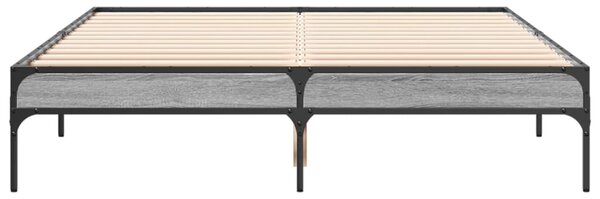 Okvir kreveta boja hrasta 135x190cm konstruirano drvo i metal - Siva / 135 x 190 cm