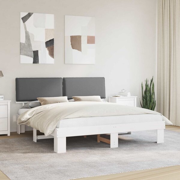Krevetni okvir s tapiciranim uzglavljem Svijetlo siva - Smeđa / 75 x 190 cm