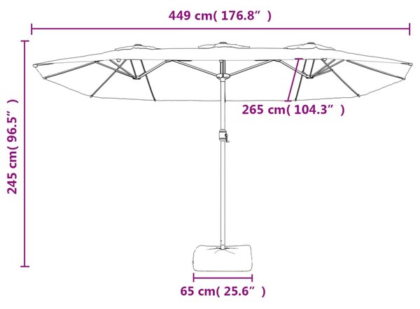 Dvostruki vrtni suncobran bordo 449 x 265 cm - Crvena / N/A