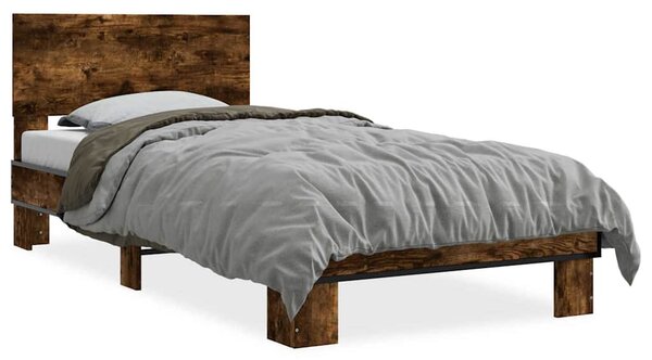 Okvir kreveta boja hrasta 75 x 190 cm konstruirano drvo i metal - Smeđa / 75 x 190 cm
