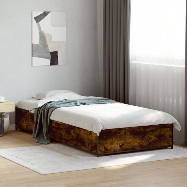Okvir kreveta boja hrasta 75 x 190 cm konstruirano drvo i metal - Smeđa / 75 x 190 cm