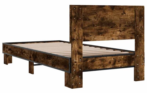 Okvir kreveta boja hrasta 75 x 190 cm konstruirano drvo i metal - Smeđa / 75 x 190 cm
