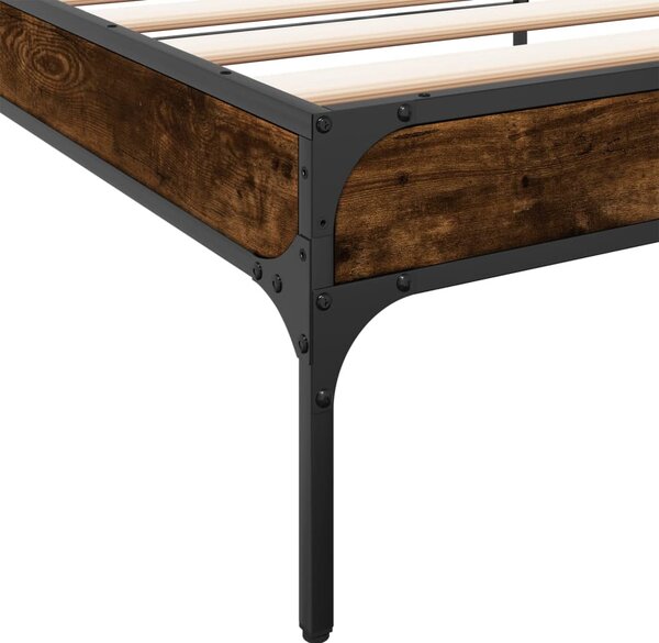 Okvir krevet boja hrasta 90 x 190 cm konstruirano drvo i metal - Smeđa / 90 x 190 cm