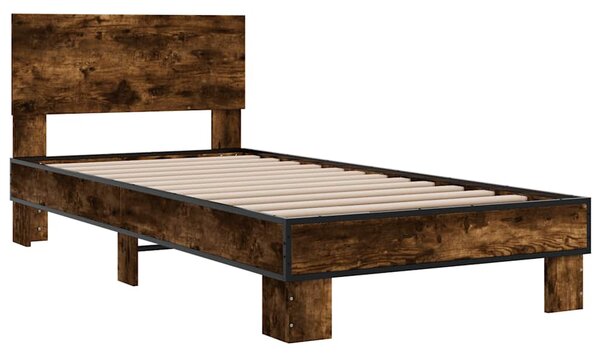Okvir kreveta boja hrasta 75 x 190 cm konstruirano drvo i metal - Smeđa / 75 x 190 cm