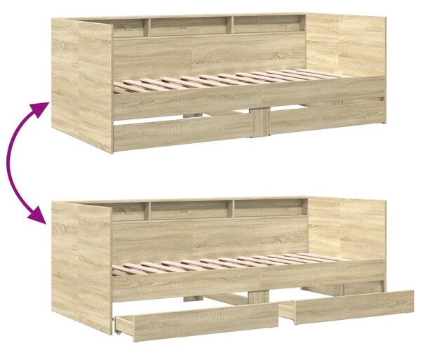 Dnevni krevet s ladicama bez madraca boja hrasta 100x200 cm - Smeđa / 100 x 200 cm