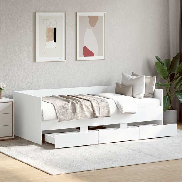 Dnevni krevet s ladicama bez madraca bijeli 75x190 cm - Bijela / 75 x 190 cm