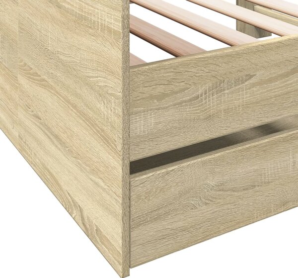 Dnevni krevet s ladicama bez madraca boja hrasta 100x200 cm - Smeđa / 100 x 200 cm