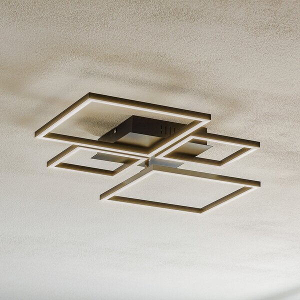 Briloner LED stropna svjetiljka Frame, CCT, 4 žarulje, crna, prigušiva, Crno, Dnevni boravak/blagovaonica, Metal, Strop s više plamena
