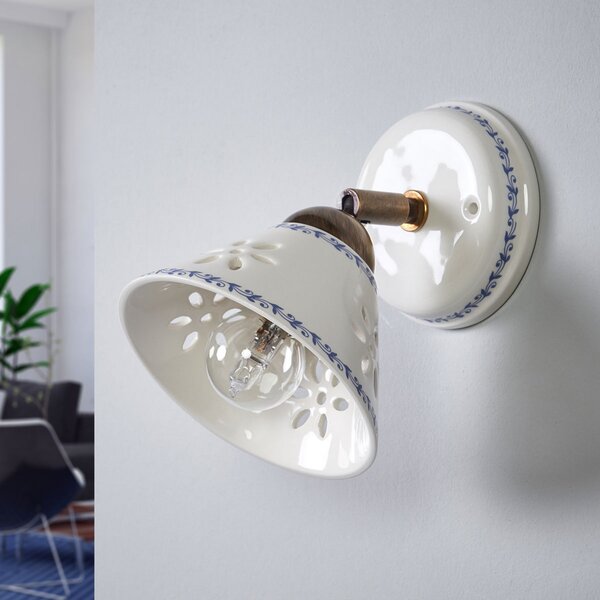 Ceramiche NONNA zidna svjetiljka od bijele keramike, prigušiva, Bijela, Dnevni boravak/blagovaonica, Keramika