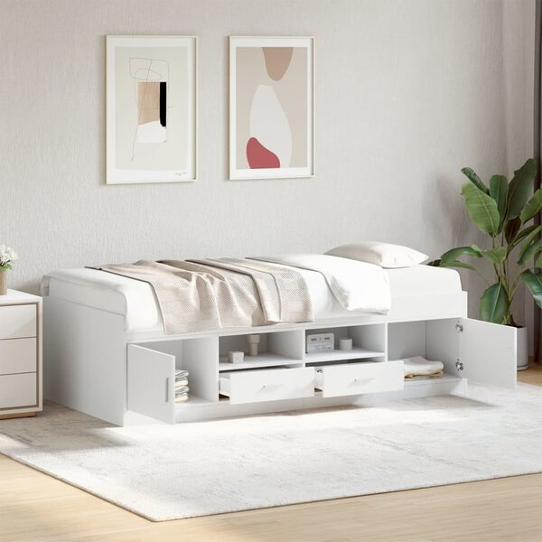 Dnevni krevet s ladicama bez madraca bijeli 100 x 200 cm - Bijela / 100 x 200 cm