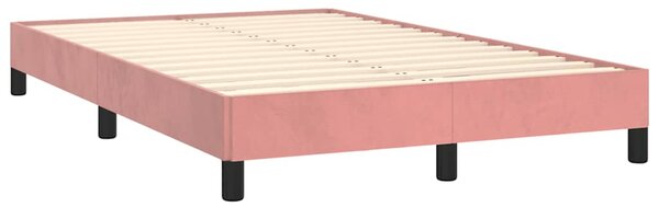 Krevet box spring s madracem LED ružičasti 120x190cm baršunasti - Ružičasti / 120 x 190 cm