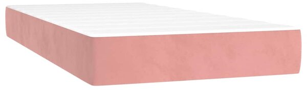 Krevet box spring s madracem LED ružičasti 120x190cm baršunasti - Ružičasti / 120 x 190 cm