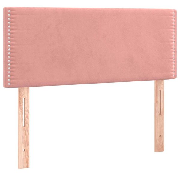 Krevet box spring s madracem LED ružičasti 120x190cm baršunasti - Ružičasti / 120 x 190 cm