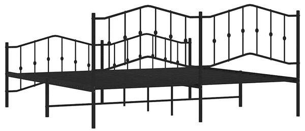 Metalni okvir kreveta s uzglavljem i podnožjem crni 193x203 cm - Crna / 193 x 203 cm