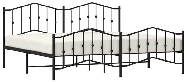Metalni okvir kreveta s uzglavljem i podnožjem crni 193x203 cm - Crna / 193 x 203 cm