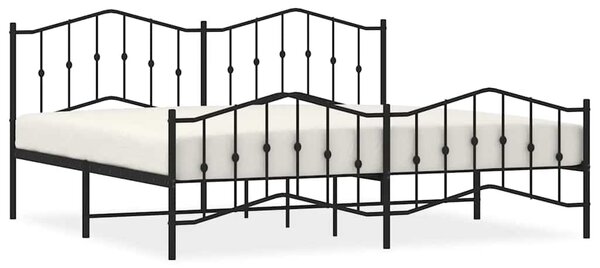 Metalni okvir kreveta s uzglavljem i podnožjem crni 193x203 cm - Crna / 193 x 203 cm