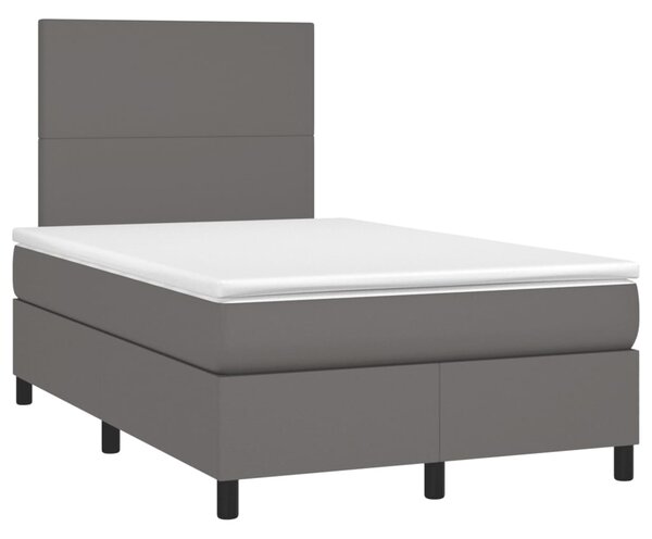 Krevet s oprugama i madracem sivi 120x190 cm od umjetne kože - Siva / 120 x 190 cm