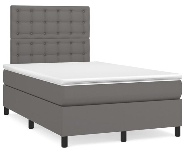 Krevet s oprugama i madracem sivi 120x190 cm od umjetne kože - Siva / 120 x 190 cm