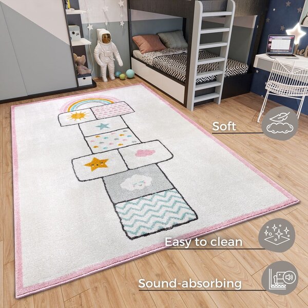 Bijeli/ružičasti dječji tepih 120x170 cm Bouncy – Hanse Home