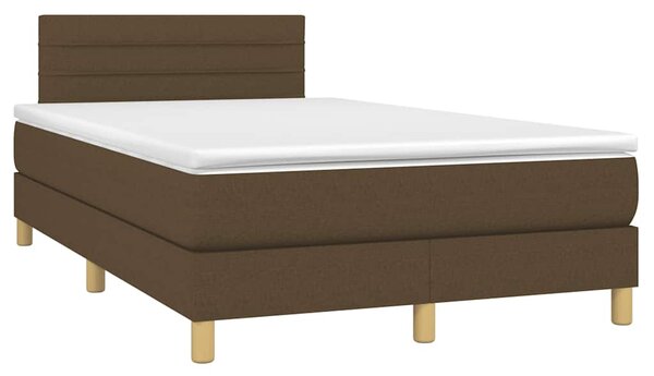 Krevet s oprugama i madracem LED tamnosmeđi 120x190 cm tkanina - Smeđa / 120 x 190 cm