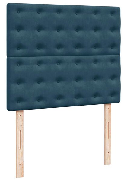 Krevet s oprugama i madracem LED tamnoplavi 120 x 190 cm baršun - Plava / 120 x 190 cm