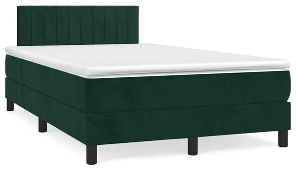 Krevet s oprugama i madracem LED tamnozelenim 120x190 cm baršun - Zelena / 120 x 190 cm