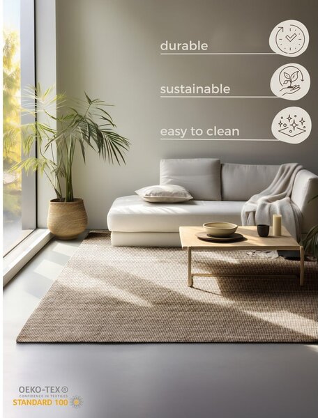 Smeđe-sivi juten tepih 160x230 cm Bouclé – Hanse Home