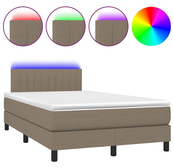 Krevet s oprugama i madracem LED smeđesivi 120x190 cmod tkanine - Tupe / 120 x 190 cm