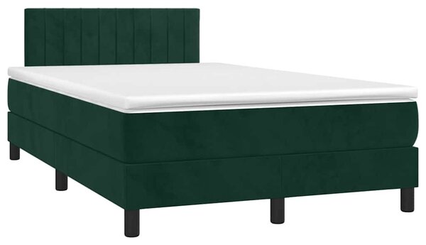 Krevet s oprugama i madracem LED tamnozelenim 120x190 cm baršun - Zelena / 120 x 190 cm