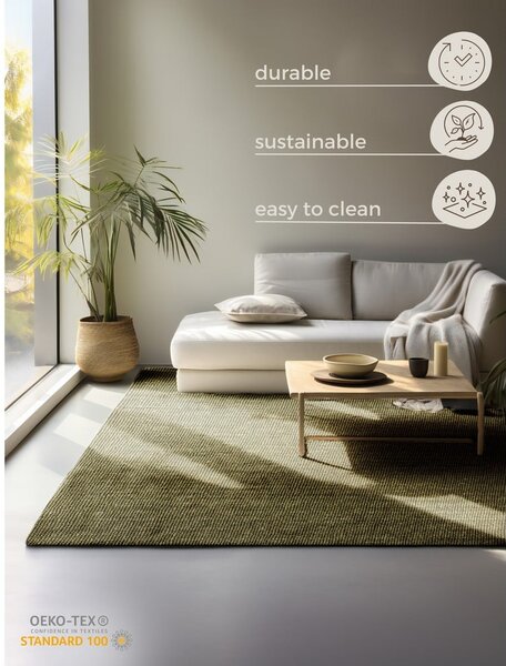 Kaki zeleni juteni tepih 60x90 cm Bouclé – Hanse Home